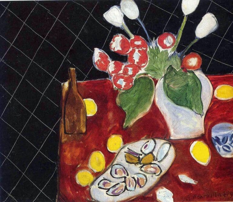 Tulipes et huîtres sur fond noir – Matisse Henri Matisse