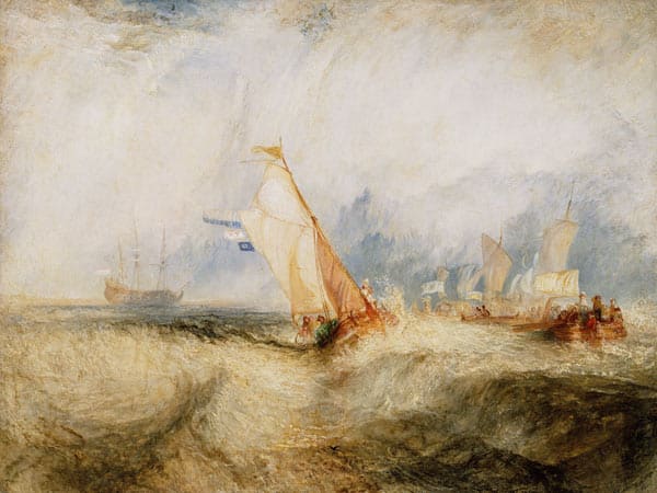 Van Tromp en train de faire plaisir à ses maîtres les navires en mer en train de se mouiller – William Turner William Turner