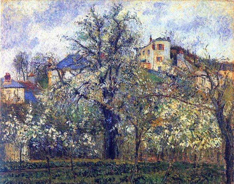 Le potager avec des arbres en fleurs, printemps, Pontoise – Camille Pissarro Camille Pissarro