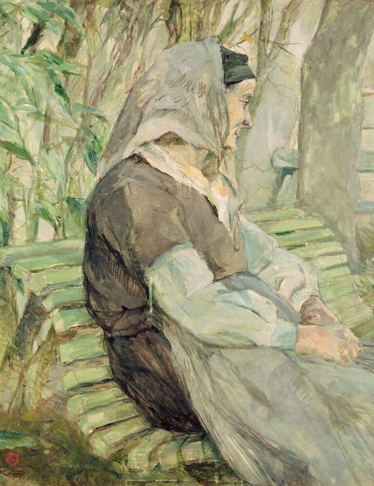 Vieille femme assise sur un banc à Celeyran – Toulouse Lautrec Henri de Toulouse-Lautrec