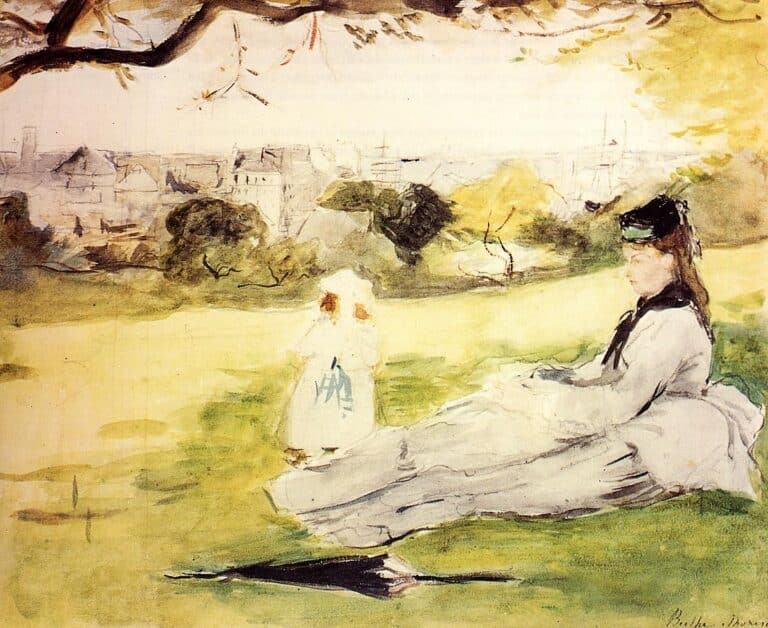 Woman and Child Seated in a Meadow – Berthe Morisot Berthe Morisot