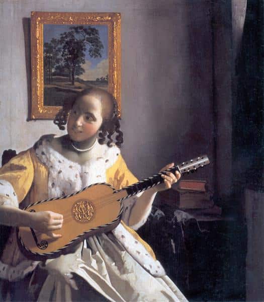 Une femme jouant de la guitare – Johannes Vermeer Johannes Vermeer