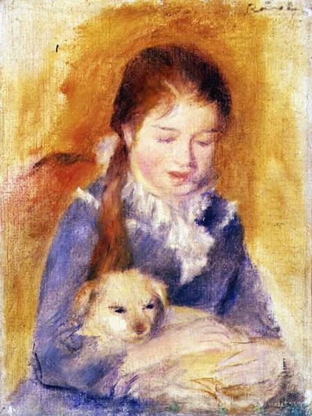 Jeune fille avec un chien – Pierre-Auguste Renoir Pierre-Auguste Renoir