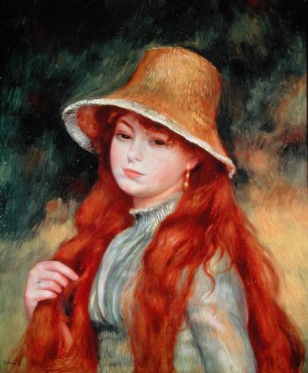 Jeune fille aux cheveux longs, ou Jeune fille avec un chapeau de paille – Pierre-Auguste Renoir Pierre-Auguste Renoir